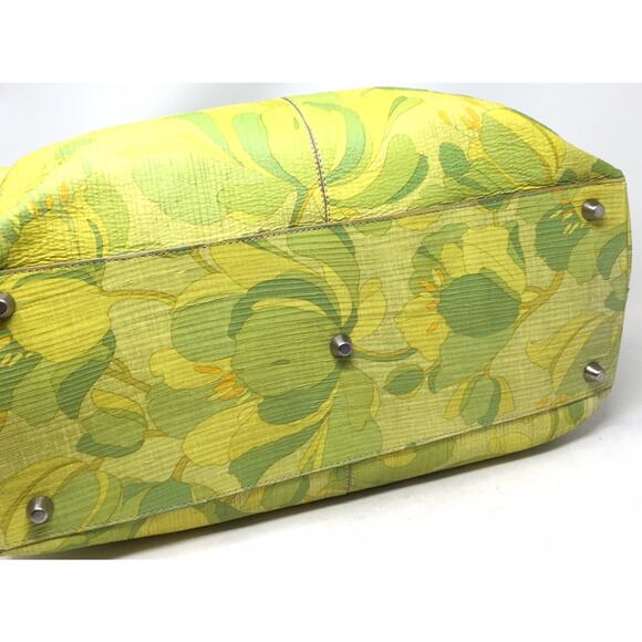 Consuela Chartreuse St. Tropez Yellow & Green Vintage Large Signature Handbag - Picture 5 of 7